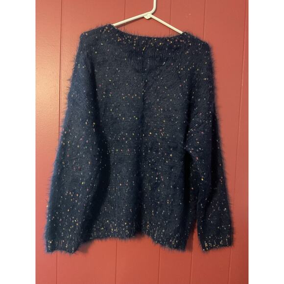 NEW Davi & Dani Size Large Blue Fuzzy Sweater - Picture 5 of 13